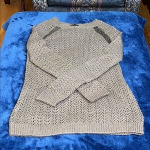 Mango Textured/Crochet Knit Sweater in Beige XS
